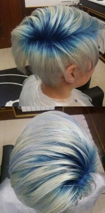 Coloring hair blue is a practice